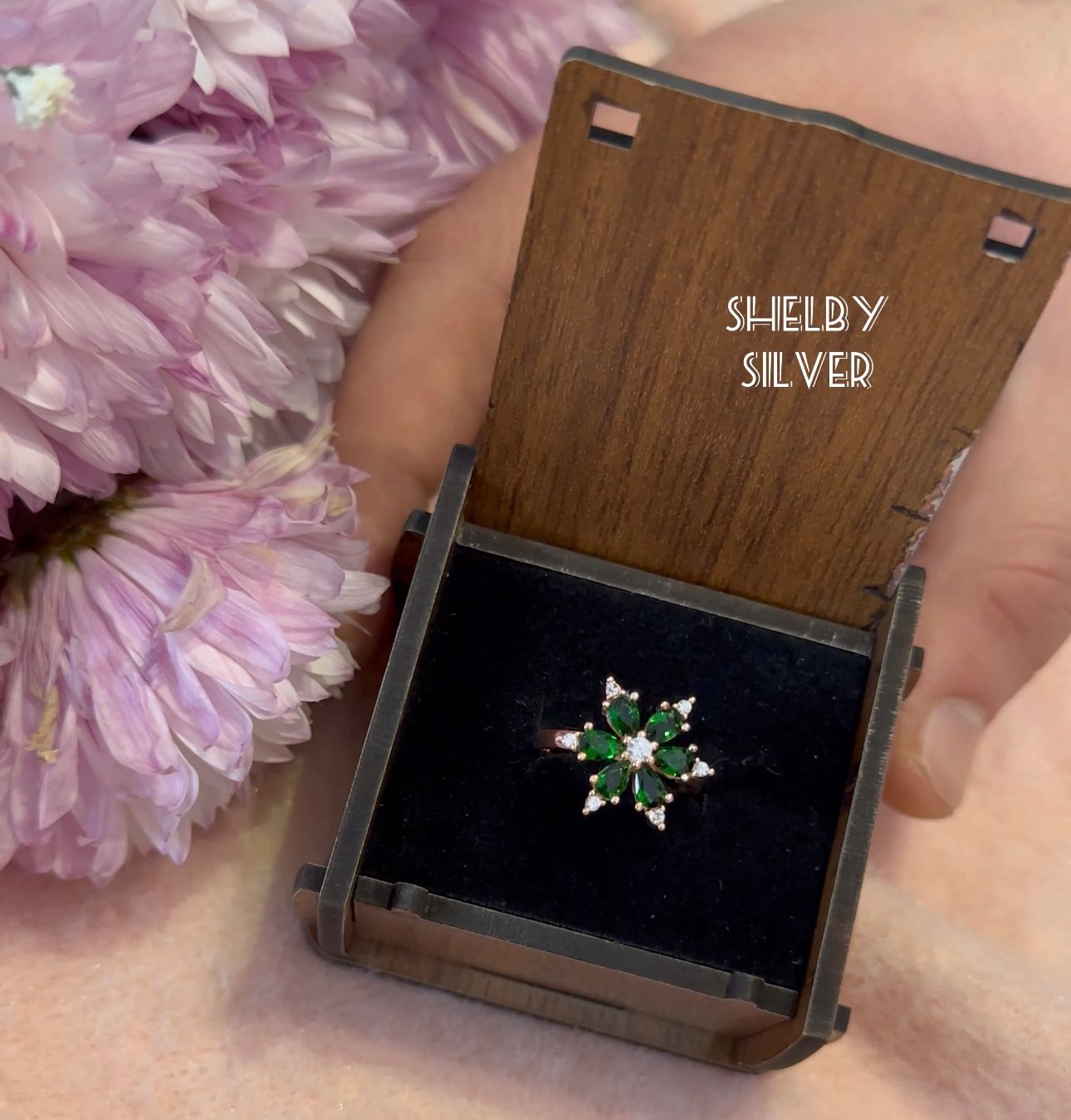 Yeşil Lotus Yüzük (Ayarlanabilir Yüzük)