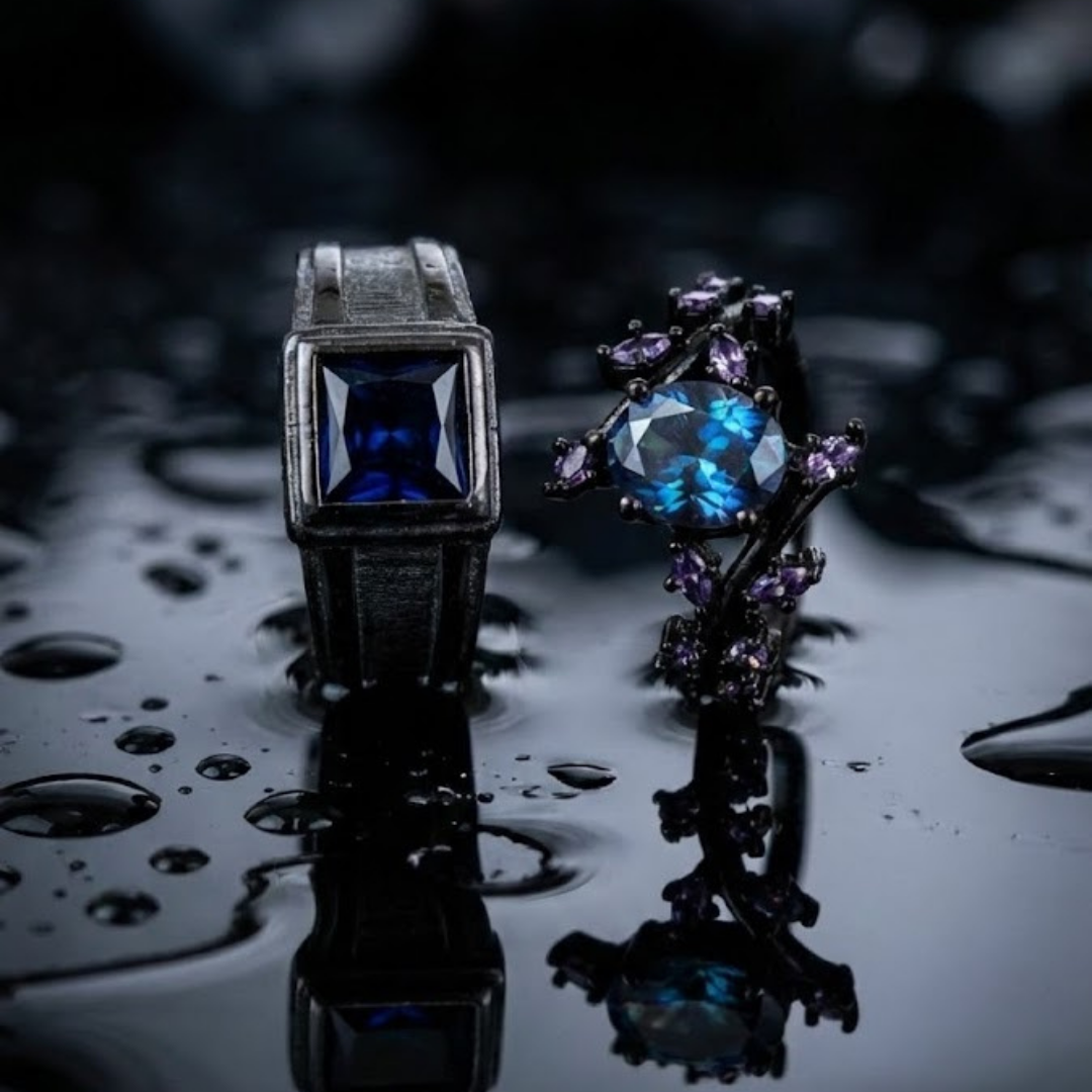 Sapphire Blaze Çift Yüzüğü (Ayarlanabilir)