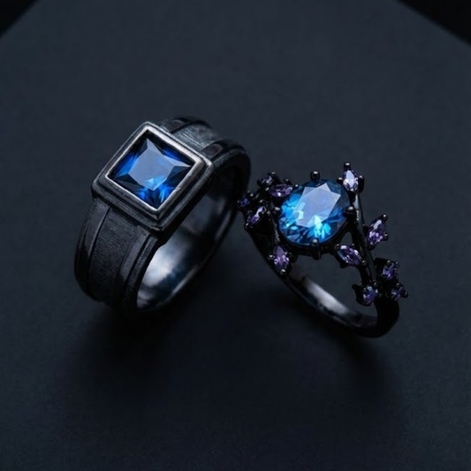 Sapphire Blaze Çift Yüzüğü (Ayarlanabilir)