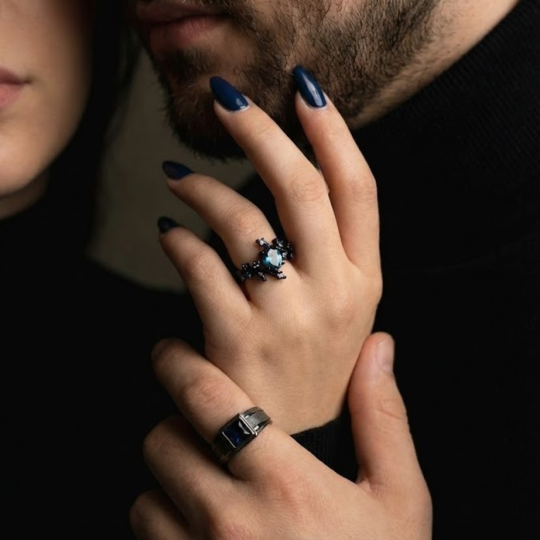 Sapphire Blaze Çift Yüzüğü (Ayarlanabilir)