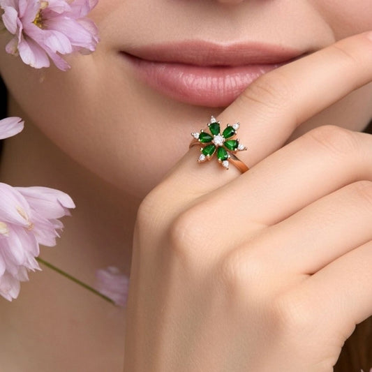 Yeşil Lotus Yüzük (Ayarlanabilir Yüzük)